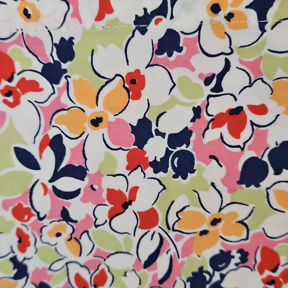 Tommy Hilfiger Floral Pink Navy Red Cotton Twin Flat Sheet